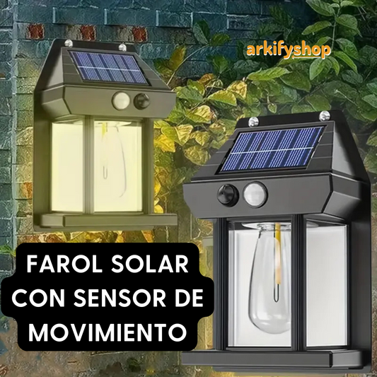 Farol Solar para Exteriores con Sensor de Movimiento, Resistente a la Intemperie, Fácil Instalación, Carga Solar Automática